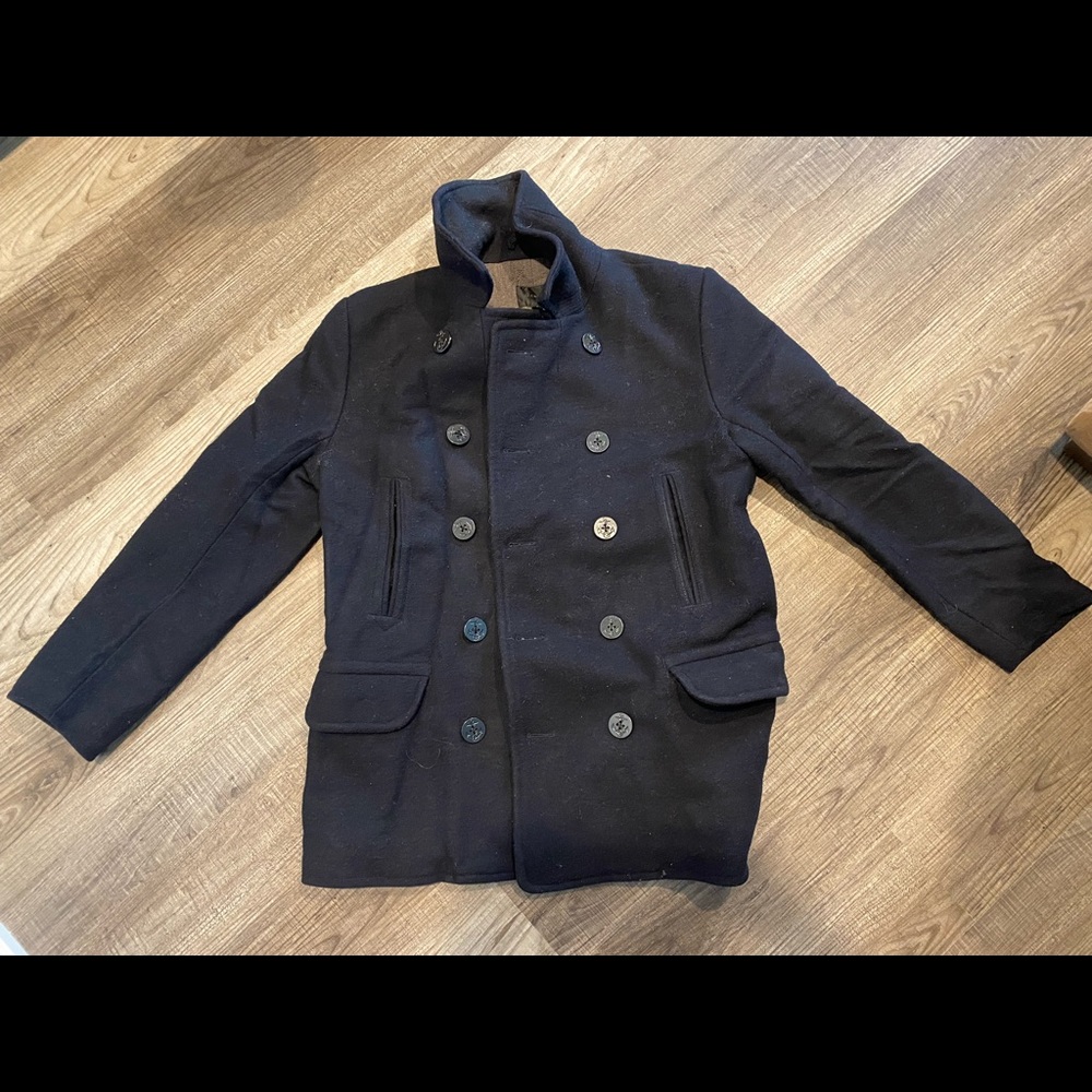 J crew double breasted wool pea coat in navy
